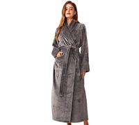 Wokuaile Vestaglia Donna Invernale in Pile Morbido Accappatoio Elegante per Casa Spa Hotel Grigio