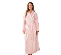 Wokuaile Vestaglia Donna Invernale Lunga Accappatoio in Pile Microfibra Caldo Elegante per Inverno Rosa