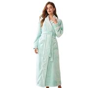 Wokuaile Vestaglia Donna Invernale Lunga Accappatoio in Pile Microfibra Caldo Elegante per Inverno Verde