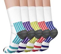 WoKuAng Calzini di compressione per donne e uomini 5 paia Circolazione 15-20 mmHg è il meglio per tutto il giorno Indossare Infermiera Running (IT, Testo, L, XL, Regular, Regular, Multicolor)