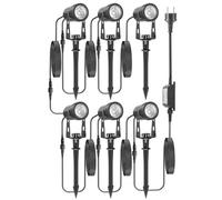 WOKWOYIO 6 Pezzi 20M 6-IN-1 Luci da Giardino LED Faretto da Giardino Impermeabili IP67, Bianco Caldo 3000K 24V per Esterno Giardino