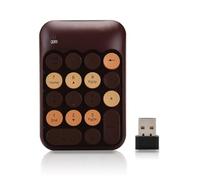 Wokyo Mini tastiera numerica wireless a 18 tasti vintage a colori e tasti rotondi comoda mini tastiera con ricevitore USB per computer portatile pc notebook color caffè