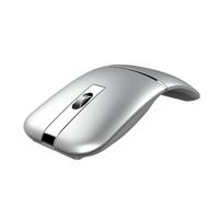 Wokyo Mouse wireless Bluetooth ad arco rotante, ricaricabile tramite USB, silenzioso, con ricevitore USB, con BT e doppia modalità 2,4 G, per MacBook, Dell, Lenovo (argento)