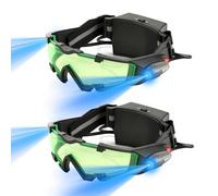 Wokyo Spy Gear, occhiali per visione notturna con luci a LED estraibili, regolabili, per bambini, con lenti verdi per giochi di ruolo e attività all'aperto, per proteggere gli occhi, confezione da 2