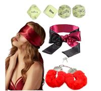 WOL VEE Manette morbide Accessori per feste - Maschera per occhi in seta oscurante - Accessori per giochi da interno B204 (rosso-02)