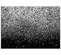WOLADA Fondale argentato, 3,4 x 2,4 m, sfondo glitterato a pois argentati, sfondo bokeh nero e argenteo, sfondo per matrimoni, sfondo argenteo per feste, sfondo fotografico in vinile FW18