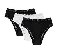 Wolbar Mutandine A Vita Alta per Donna Set 3 Pezzi WB55, Nero-Nero-Bianco,M