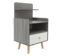 WOLEGM Comodino, 40 x 34 x 70 cm, tavolino vicino alla poltrona, tavolino sottile per piccoli spazi, comodino per camera da letto, soggiorno, colore grigio