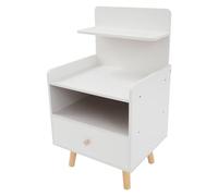 WOLEGM Comodino, 40 x 34 x 70 cm, tavolino vicino alla poltrona, tavolino sottile per piccoli spazi, comodino per camera da letto, soggiorno (bianco caldo)