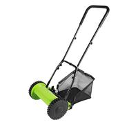 WOLEGM Mulcher, tosaerba, tosaerba a mano, larghezza di taglio: 30 cm, altezza di taglio, scatola di raccolta erba da 23 l, altezza di taglio regolabile: 12-45 mm