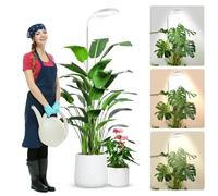 wolezek Lampada a LED a spettro completo, 80 LED 6500 K Grow Light, 160 cm, luce per piante con collo di cigno a 360°, timer 6/12/16H, 5 luminosità, regolabile in altezza, bianco