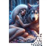 Wolf 1000 Componenti Carta Spessa Woman Big Wolf Puzzle Familiare Facile Da Pulire Livello Di Difficoltà Equilibrato Fan Dei Rompicapo Divertente 38x26cm/1000pcs