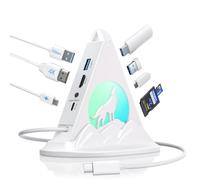 Wolf - Adattatore multiporta 8 in 1 USB C Hub con HDMI 4K, PD 100W, lettore di schede SD/TF, USB C 5 Gbps, 3 × USB-A 3.0, docking station RGB per MacBook Air/Pro, Surface, Chromebook, Dell, iPad