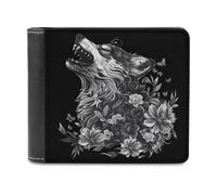 Wolf and Butterflies - Portafoglio da uomo in pelle con porta carte di credito, Stile:, Taglia unica