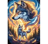 Wolf And Cub Under The Northern Lights Rompicapo 500 Pezzi Per Decorazione Ufficio Wildlife Pet Cute Cartone Rigido Anti Riflesso Tema Arte Moderna Per Studio Con Poster Incluso Top Vendita 500 PCS