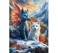 Wolf And White Fox in Magical Forest Puzzle 1000 Pezzi Per Adulti Magical Accompany Fairy Tale in Cartone Rigido Incastro Perfetto Senza Polvere Antistress Per Tempo Libero Con Poster Incluso Qualità