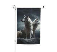 Wolf At Night Bandiera da giardino a doppia faccia per fattoria Holiday Yard bandiera 30,5 x 45,7 cm banner stagionale all'aperto per primavera estate prato portico decorazione casa piccola bandiera