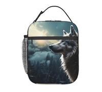 Wolf At Night Borsa Pranzo A Prova Di Perdite Lunch Bag Con Manico Borsa Per Il Pranzo Per All'Aperto Viaggio Picnic