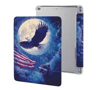 Wolf Bald Ea-gles Us Flag Full Moon Simpatica custodia protettiva compatibile per iPad 2017/2018/Air1/Air2 (9,7") Custodia protettiva pieghevole per tablet custodia antiscivolo