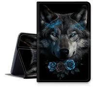 Wolf Blue Rose Custodia per iPad Pro 13 pollici M4 2024, antiurto in pelle PU pieghevole regolabile custodia con auto sleep/wake per iPad Pro M4 2024 da 13 pollici
