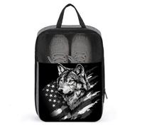 Wolf - Borsa per scarpe da golf con bandiera americana, per viaggi e uso quotidiano, anti-polvere