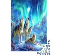 Wolf che ulula Puzzle 1000Pcs Stile artistico del cielo notturno Decorazione Per La Casa. Rilassamento E Intelligence Per Adulti E Bambini Da 14 Anni 70x50cm/1000pcs