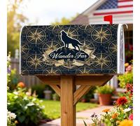 Wolf - Coperture magnetiche per cassetta postale, avventura, rustica, bussola, montagna, nessuna blu navy, copertura per cassetta postale per decorazione portico anteriore, 53 x 65,5 cm