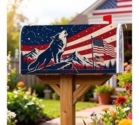 Wolf - Coperture magnetiche per cassetta postale, con bandiera patriottica rustica delle montagne, per il giorno dell'indipendenza, colore rosso, decorazione per portico anteriore, 53 x 64 cm