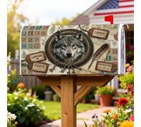 Wolf - Coperture magnetiche per cassetta postale, motivo: avventura vintage Londra Parigi, nessuna marrone, decorazione per cortile, 53 x 64 cm