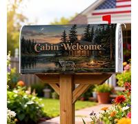 Wolf - Coperture magnetiche per cassetta postale, rustiche, per esterni, cabine lago autunnale, tonalità della terra, protezione per la decorazione del portico anteriore, 45,7 x 53,7 cm