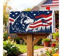 Wolf - Coperture magnetiche per cassetta postale, stile patriottico rustico, stelle e strisce, blu navy, per decorazioni esterne, 53 x 64 cm