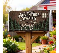 Wolf - Coperture magnetiche per cassetta postale, stile rustico, avventura, con lanterne, alberi, colore marrone, per decorazione del prato, 53 x 64 cm