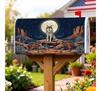 Wolf Coperture magnetiche per cassetta postale, stile rustico occidentale con luna, deserto, nessuna protezione per cassetta postale blu scuro, decorazione per giardino, patio, 45,7 x 53,7 cm