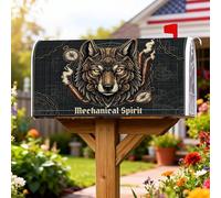 Wolf - Coperture magnetiche per cassette postali, con bussola industriale Steampunk, colore fumo, colore nero, decorazione per cortile, 53 x 64 cm