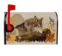 Wolf - Coperture magnetiche per cassette postali, con foglie naturali rustiche, colore marrone, per decorazioni per esterni, giardino, cortile, 53 x 64 cm
