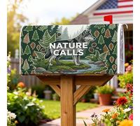 Wolf - Coperture magnetiche per cassette postali, decorazione per cassetta postale con alberi rustici, felci, felci, verde, decorazione per prato, 53 x 64 cm