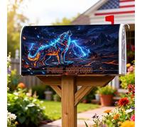 Wolf - Coperture magnetiche per cassette postali, fantasia, montagne fulmini, nessuna protezione per la posta del giardino, 53 x 64 cm