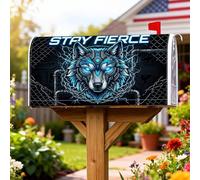 Wolf - Coperture magnetiche per cassette postali, moderna catena a circuito tagliente, copertura nera per cassetta postale per esterni, giardino, cortile, decorazione 53 x 64 cm