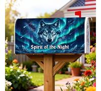 Wolf Coperture magnetiche per cassette postali, protezione per cassetta postale invernale con montagne aurora mistiche, per decorazione da giardino all'aperto, 53 x 64 cm