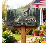 Wolf - Coperture magnetiche per cassette postali, rustiche con lanterna naturale, copertura per cassetta postale verde autunnale, per decorazione da cortile, 53 x 64 cm