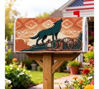 Wolf - Coperture magnetiche per cassette postali, stile rustico, con lanterna occidentale, arancione, per decorazione da giardino e cortile, 45,7 x 53,3 cm