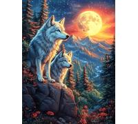 Wolf Couple Under The Moon Puzzle 1000 Pezzi Multicolore Paesaggi Classici Fairy Tale Scenery Cartoon Rompicapo Sfida Difficile Impossibile Giochi Da Tavolo Familiare Regalo Natale 1000 PCS