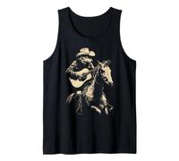 Wolf Cowboy Che Suona la Chitarra Cavaliere Cavaliere Western Animal Rodeo Canotta