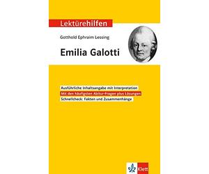 Wolf Dieter Hel Klett Lektürehilfen Lessing, Emilia Galotti: Interpr (Tascabile)