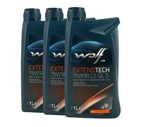 WOLF Extendtech 75W-90 Ls Gl 5 Olio per Ingranaggi, 3x1 Litro