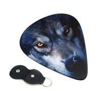 Wolf Eyes - 6 plettri per chitarra, stampa su entrambi i lati, per chitarra acustica, basso, ukulele, chitarra elettrica (0,46 mm, 0,71 mm, 0,96 mm)