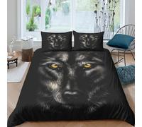 Wolf faceSet Di Copripiumino ultra microfibra Set di 3 Pezzi stampa 3D con cerniera Wild animal art style copripiumino incluso federe aiosa ultra morbido for ragazze Single（140x200cm）