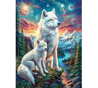 Wolf Family in Snowy Forest Rompicapo 300 Pezzi Per Regalo Di Battesimo Cartone Spesso Per Bambini Accompany Fairy Tale Animal Tema Baby Per Attività Educativa Con Confezione Regalo Da Passatempo 300