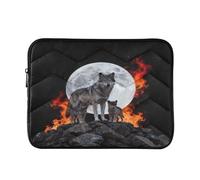 Wolf Family Moon Flame - Custodia impermeabile per computer portatile da 14 a 16 pollici, imbottita, trapuntata, per laptop