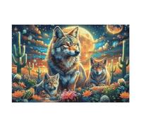 Wolf Family Moon Mountain Forest Wildlife Wild Nature Puzzle 1000 Pezzi Gioco Creativo Per Ragazzi Intelligenza Educativa Rompicapo Idea Regalo Per Figlio A Natale E Compleanno 1000 PCS